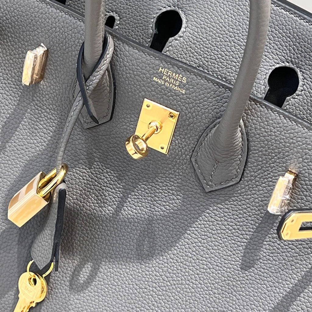 HM 25S BIRKIN 25 CM IN GREY TOGO WITH KEY GOLD