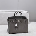 HM 25S BIRKIN 25 CM IN DARK GREY TOGO WITH KEY SILVER