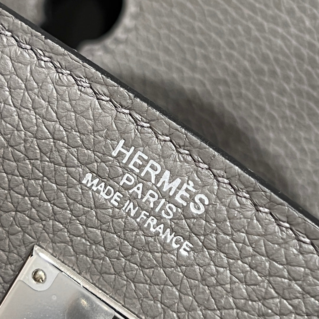 HM 25S BIRKIN 25 CM IN DARK GREY TOGO WITH KEY SILVER