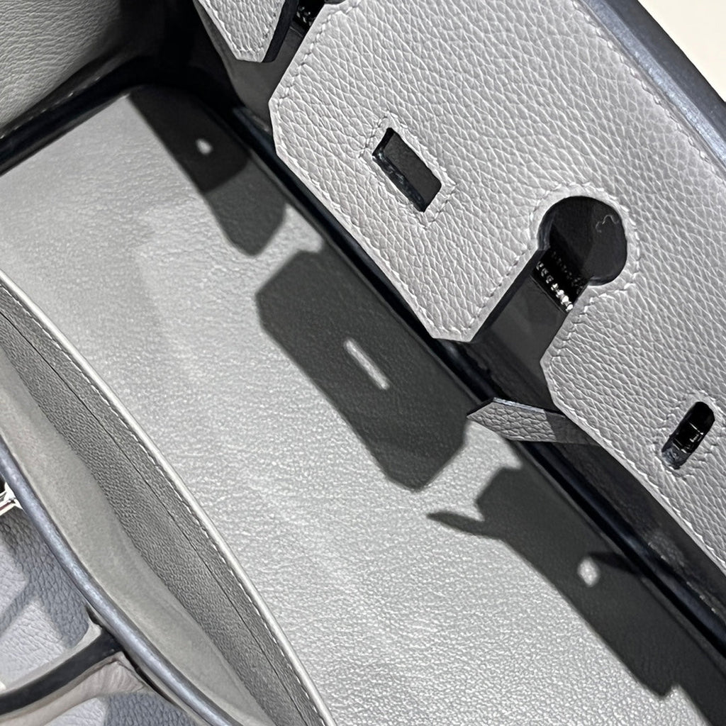 HM 25S BIRKIN 25 CM IN DARK GREY TOGO WITH KEY SILVER