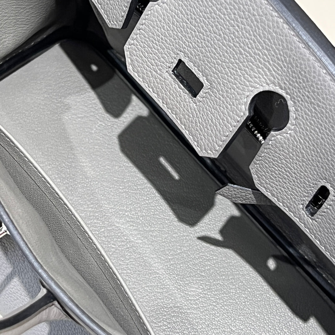 HM 25S BIRKIN 25 CM IN DARK GREY TOGO WITH KEY SILVER