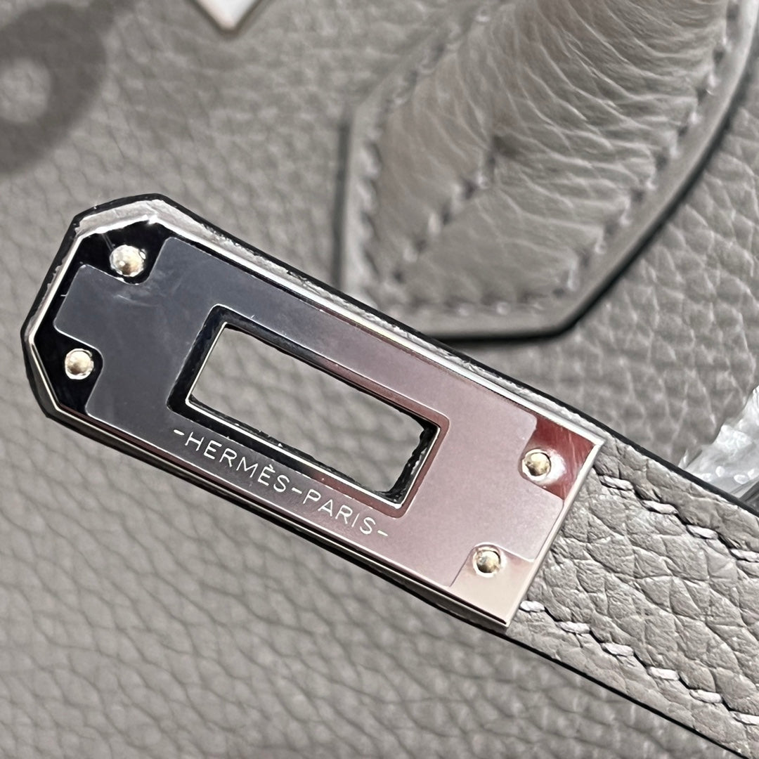 HM 25S BIRKIN 25 CM IN DARK GREY TOGO WITH KEY SILVER