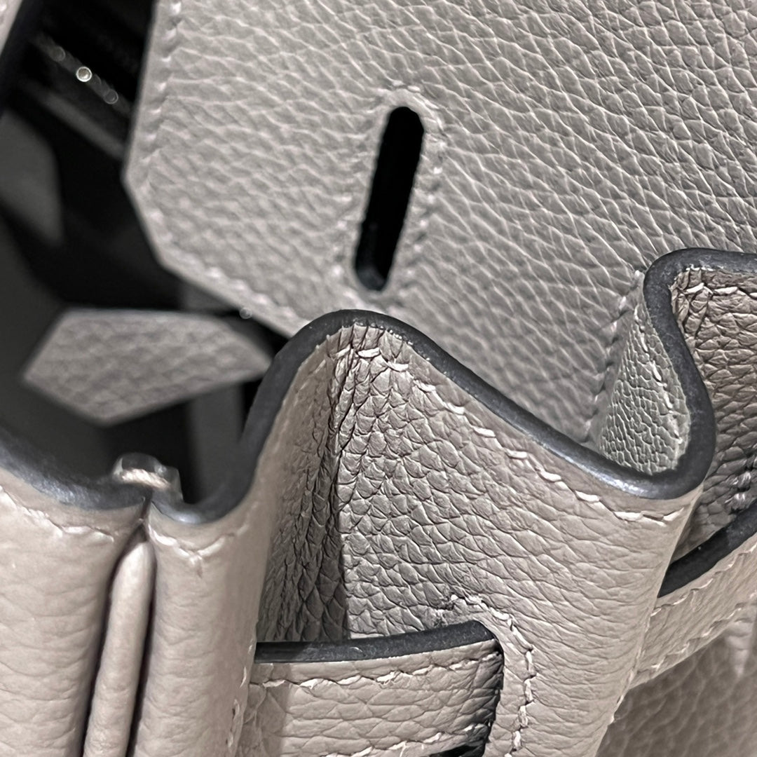 HM 25S BIRKIN 25 CM IN DARK GREY TOGO WITH KEY SILVER