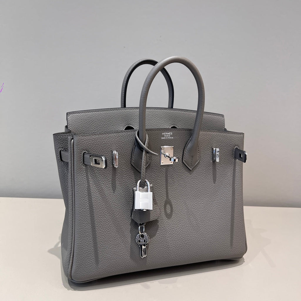 HM 25S BIRKIN 25 CM IN GREY TOGO WITH KEY SILVER