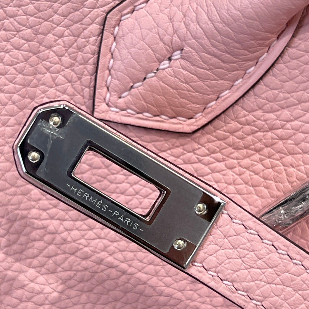 HM 25S BIRKIN 25 CM IN DARK PINK TOGO WITH KEY SILVER