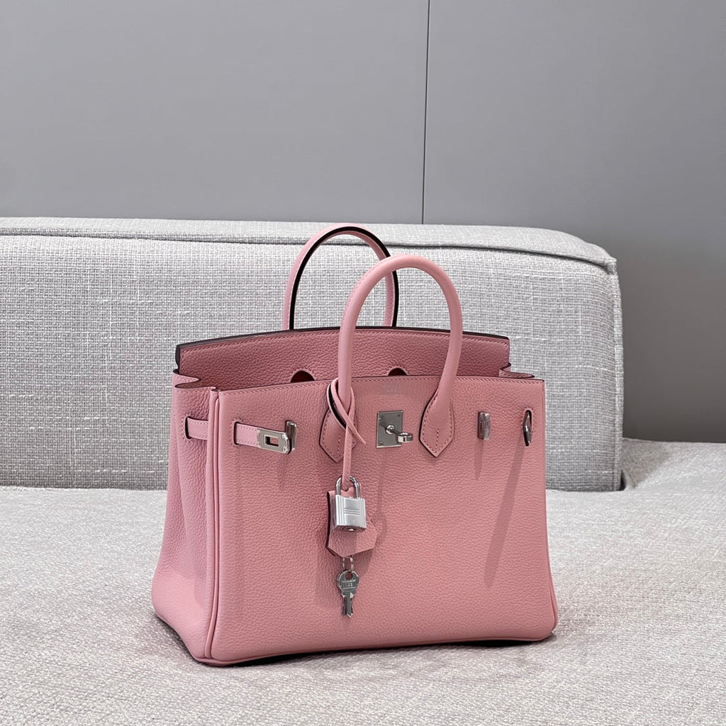 HM 25S BIRKIN 25 CM IN DARK PINK TOGO WITH KEY SILVER