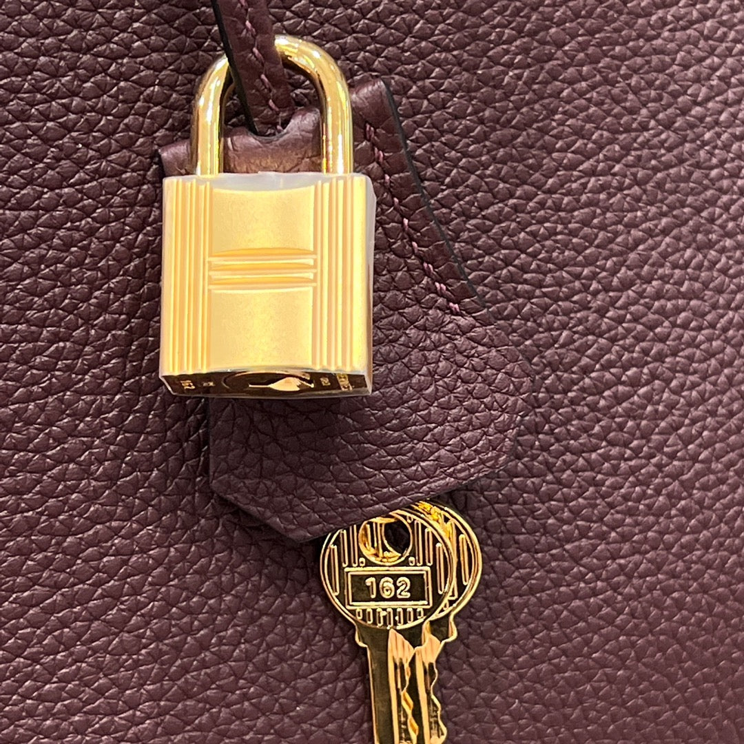 HM 25S BIRKIN 25 CM IN BURGUNDY BROWN TOGO WITH KEY GOLD