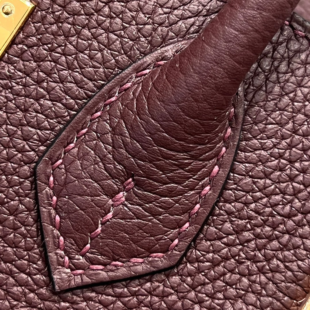 HM 25S BIRKIN 25 CM IN BURGUNDY BROWN TOGO WITH KEY GOLD