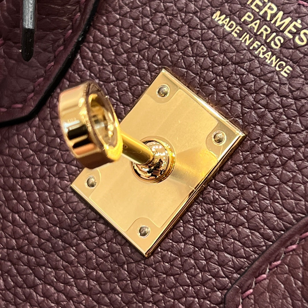 HM 25S BIRKIN 25 CM IN BURGUNDY BROWN TOGO WITH KEY GOLD