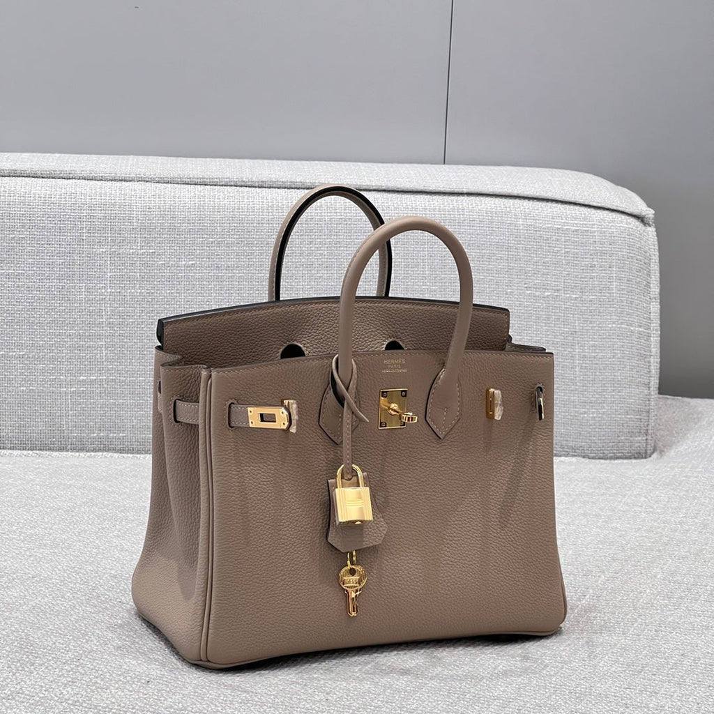 HM 25S BIRKIN 25 CM IN TAUPE TOGO WITH KEY GOLD