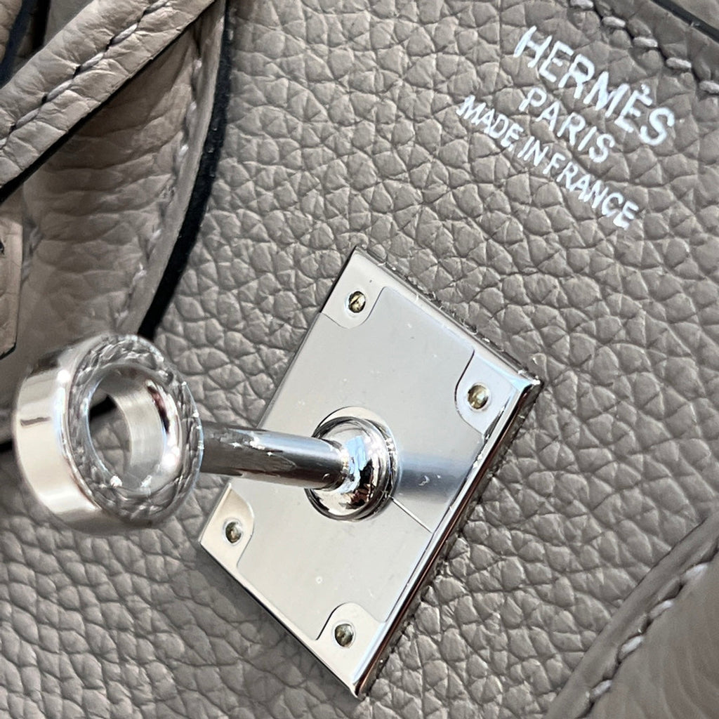 HM 25S BIRKIN 25 CM IN DARK TAUPE TOGO WITH KEY SILVER
