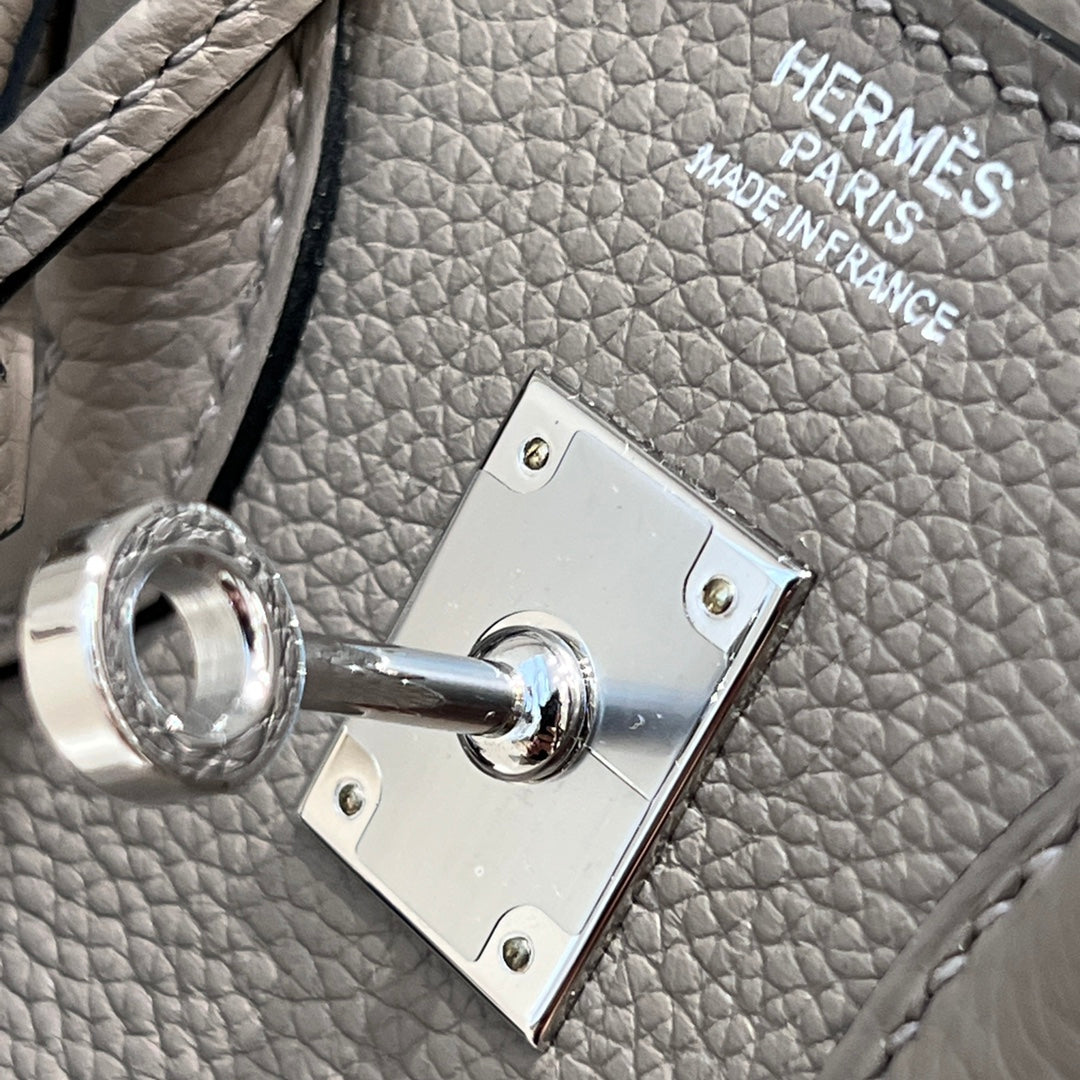 HM 25S BIRKIN 25 CM IN DARK TAUPE TOGO WITH KEY SILVER
