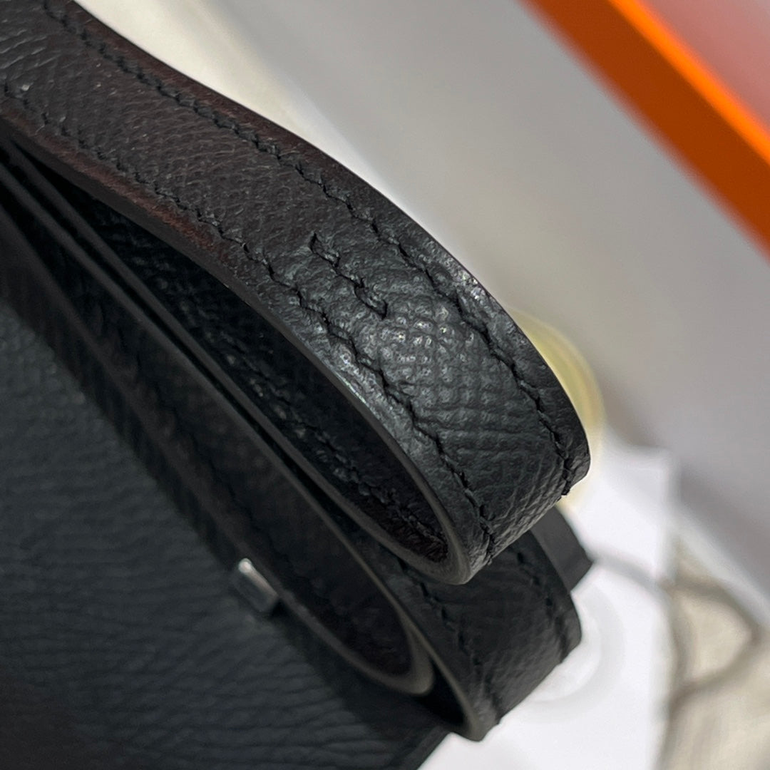 HM 25S CONSTANCE 19 CM IN BLACK EPSOM WITH SILVER HARDWARE STYLE 1