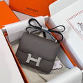 HM 25S CONSTANCE 19 CM IN DARK GREY EPSOM WITH SILVER HARDWARE