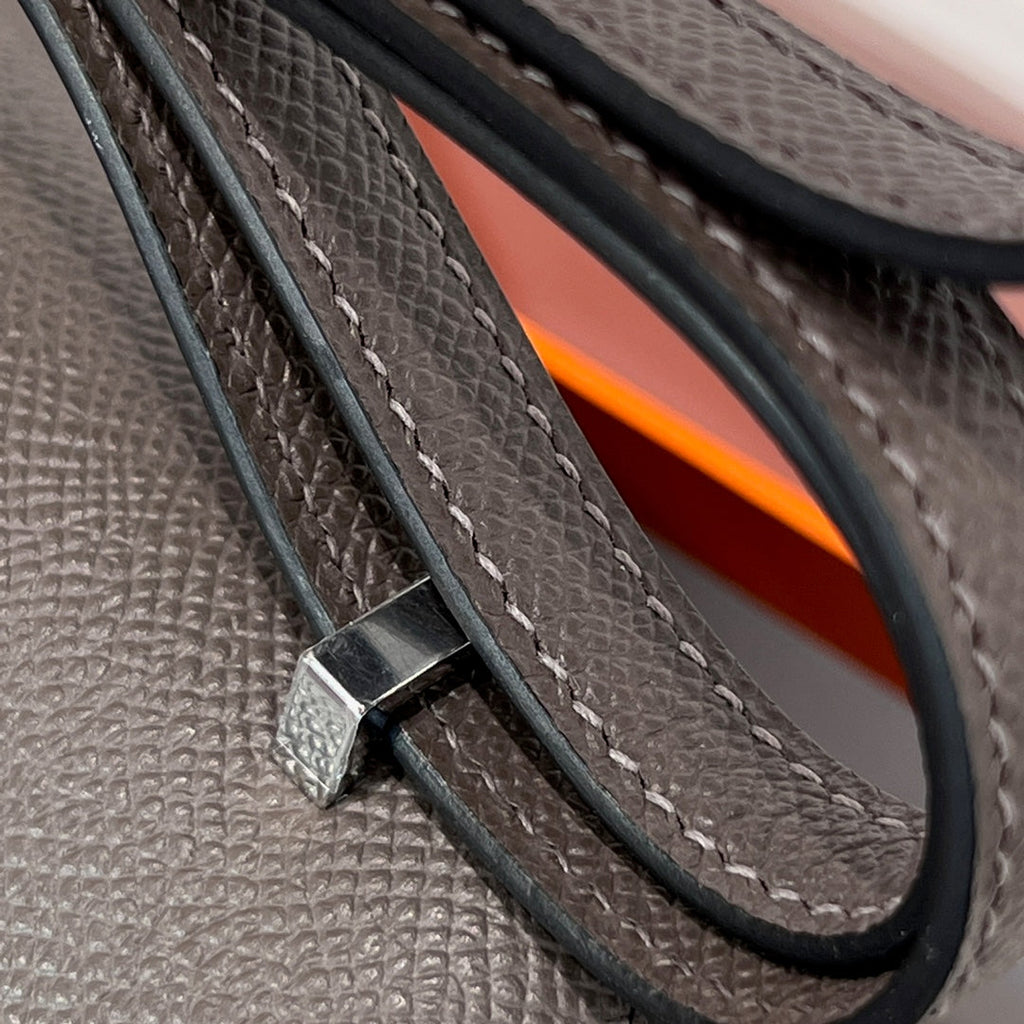 HM 25S CONSTANCE 19 CM IN DARK GREY EPSOM WITH SILVER HARDWARE