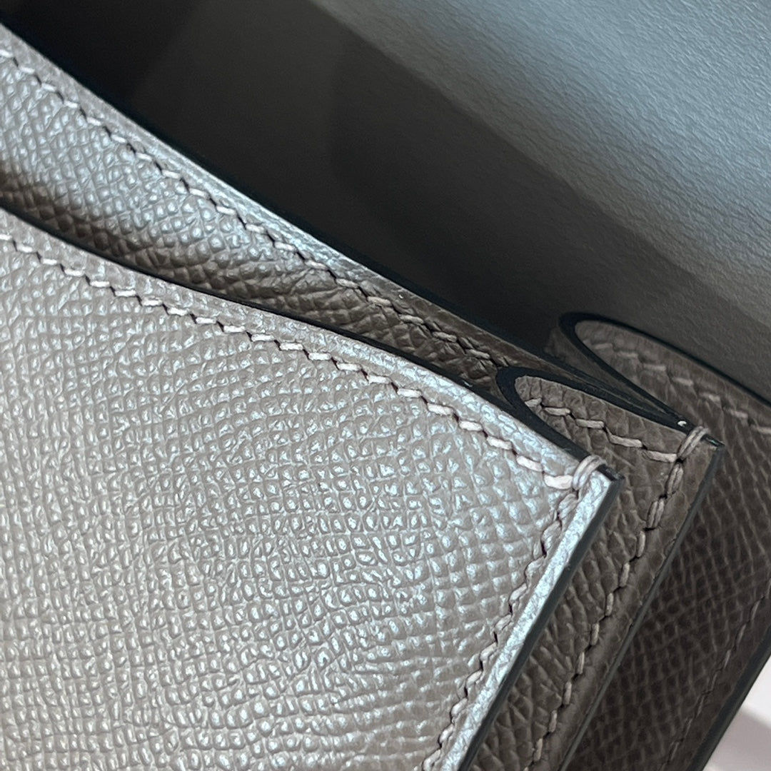 HM 25S CONSTANCE 19 CM IN DARK GREY EPSOM WITH SILVER HARDWARE