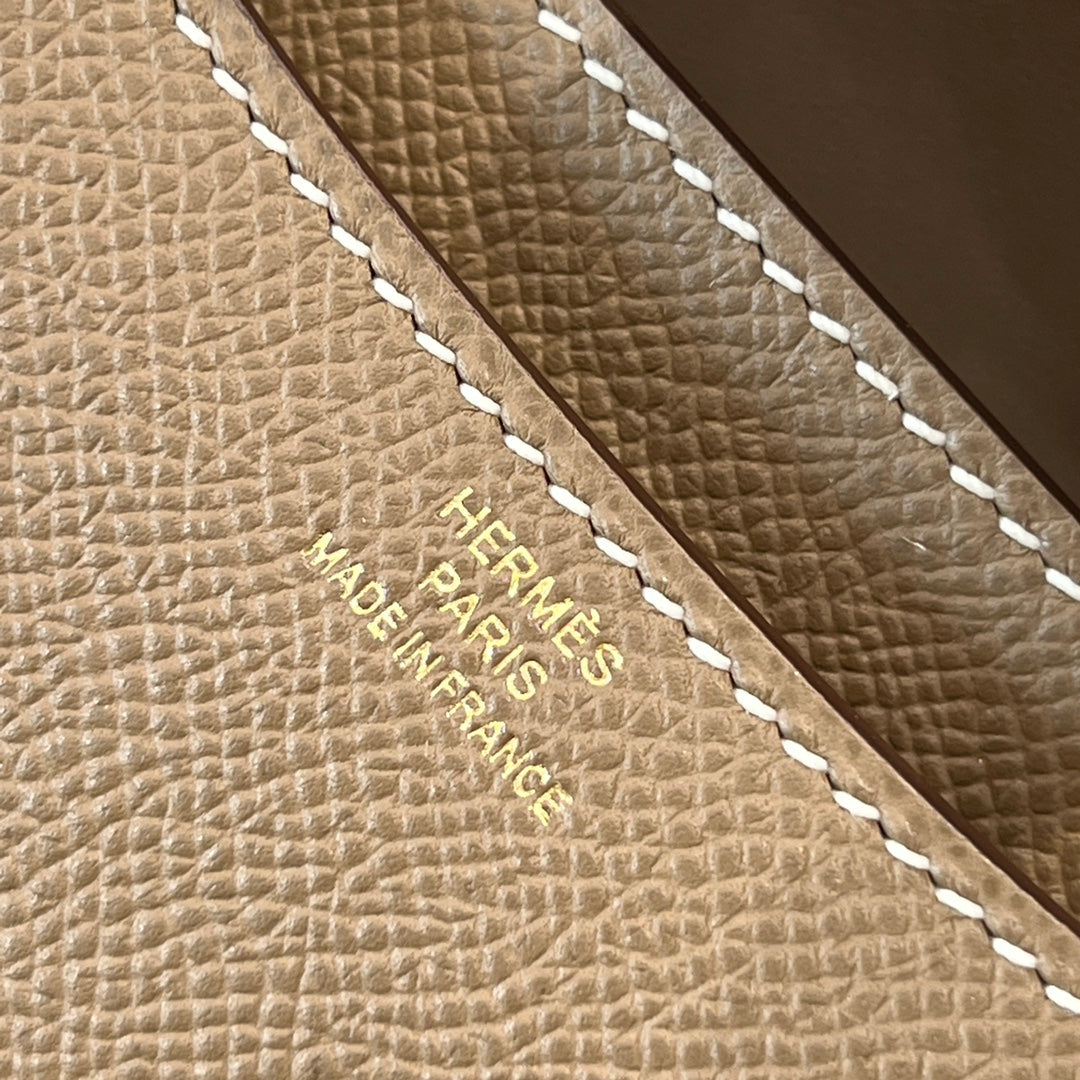 HM 25S CONSTANCE 19 CM IN TAUPE BROWN EPSOM WITH GOLD HARDWARE