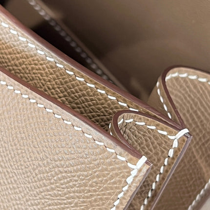 HM 25S CONSTANCE 19 CM IN TAUPE BROWN EPSOM WITH GOLD HARDWARE
