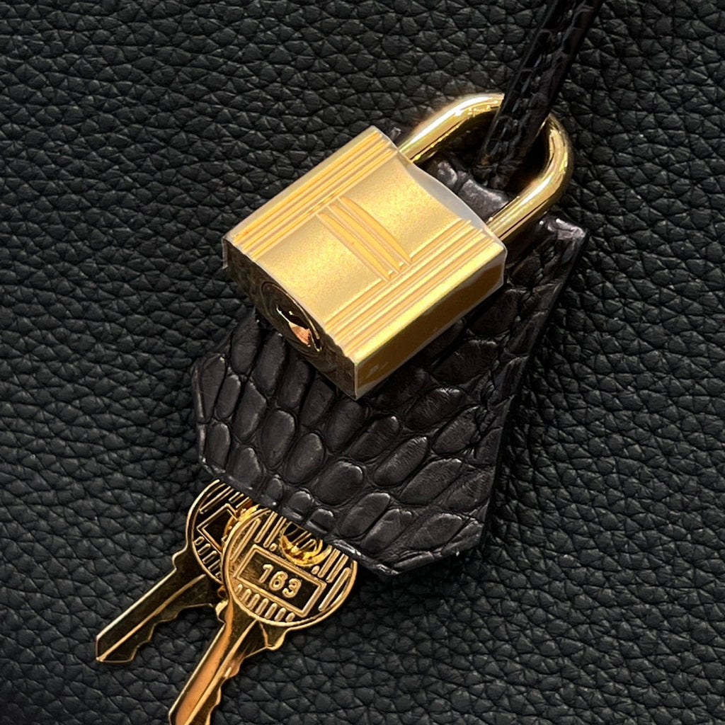 HM 25S BIRKIN 25 CM IN BLACK TOGO WITH KEY GOLD