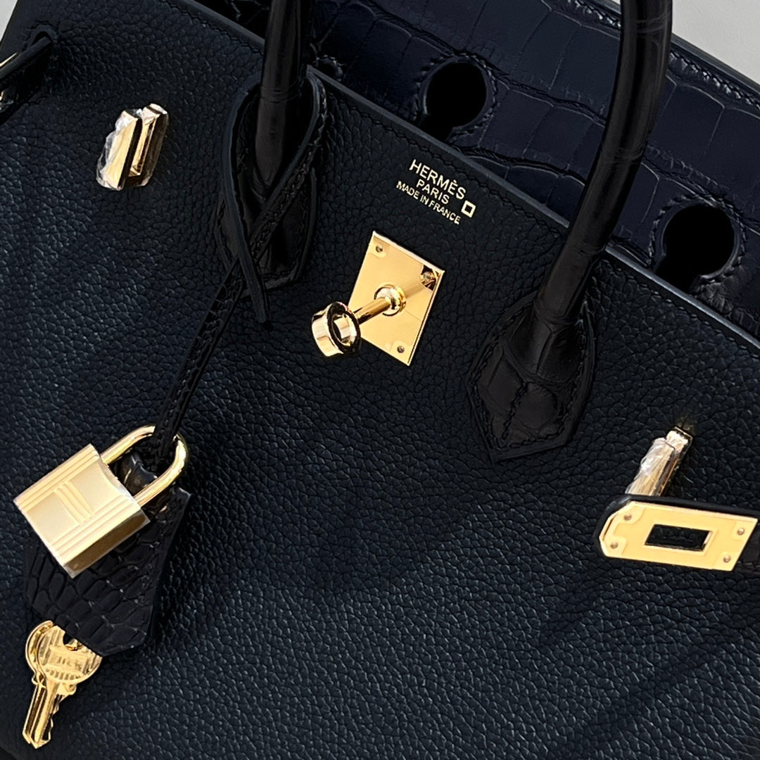 HM 25S BIRKIN 25 CM IN BLACK TOGO WITH KEY GOLD