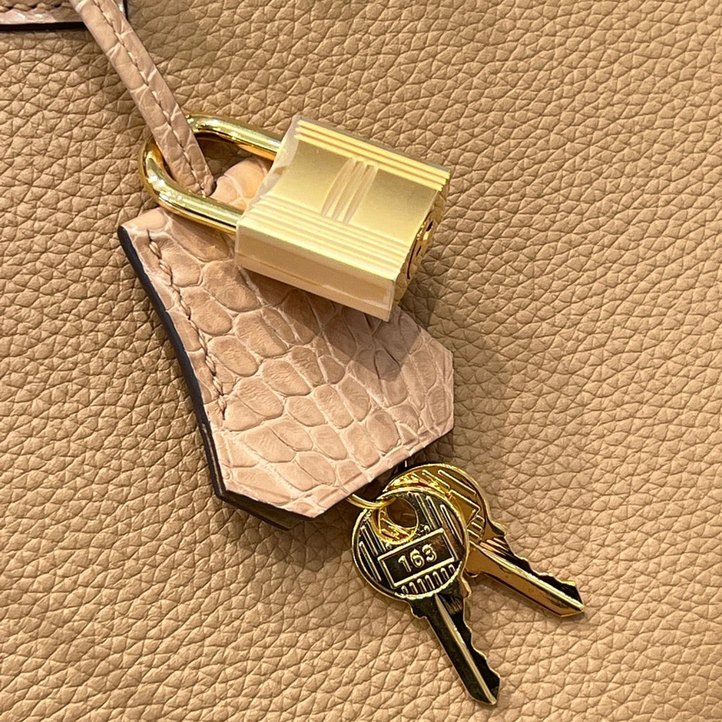 HM 25S BIRKIN 25 CM IN TAN BROWN TOGO WITH KEY GOLD