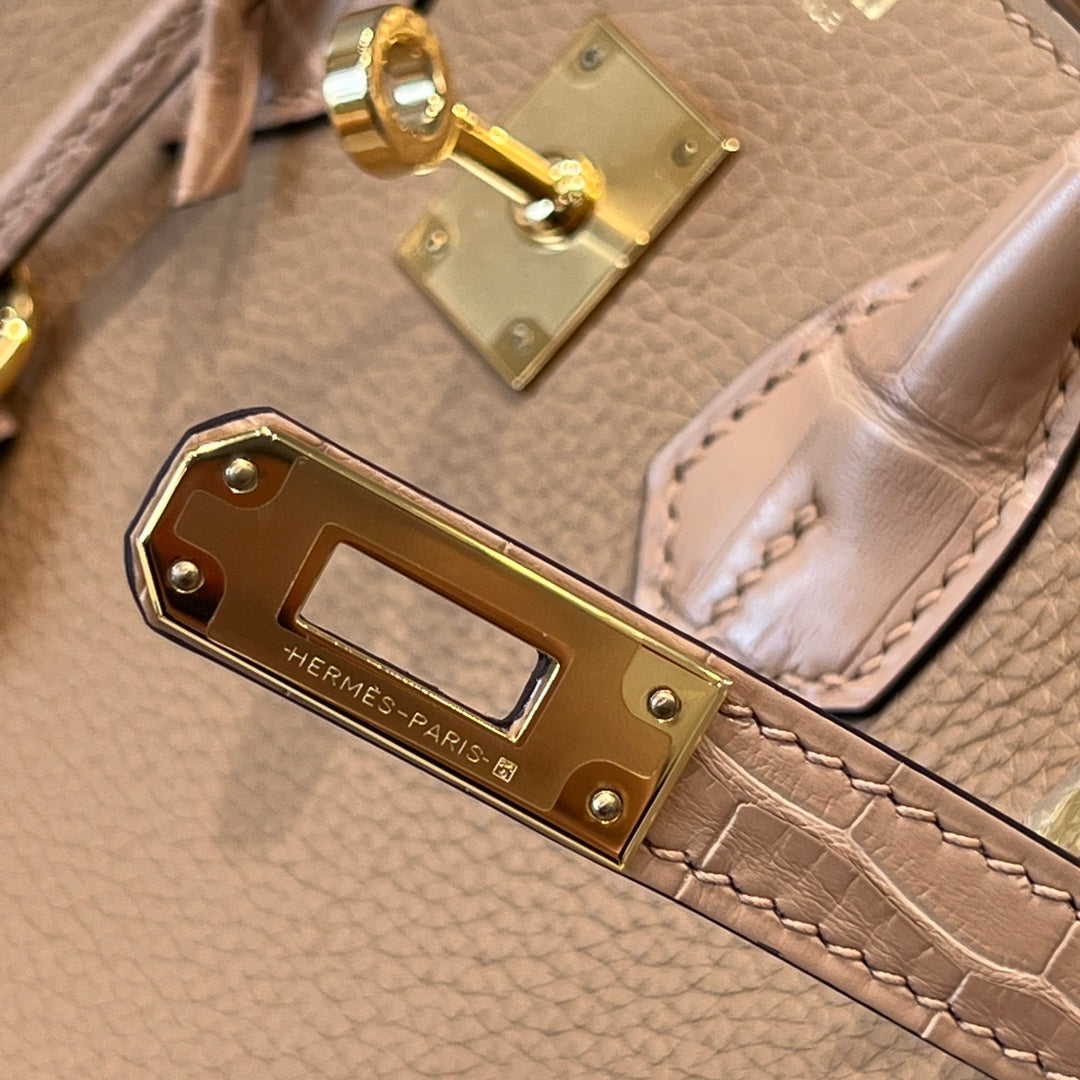 HM 25S BIRKIN 25 CM IN TAN BROWN TOGO WITH KEY GOLD