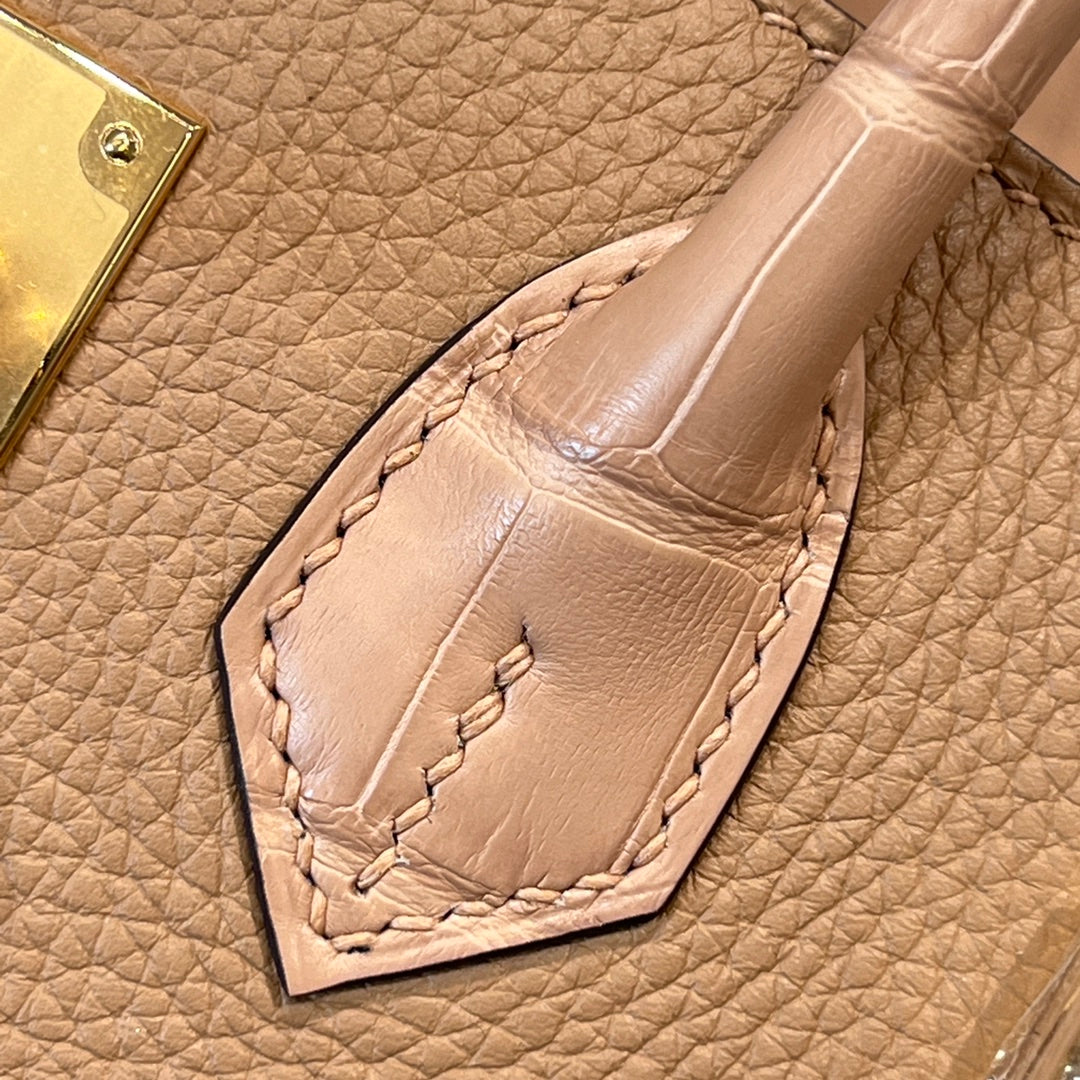 HM 25S BIRKIN 25 CM IN TAN BROWN TOGO WITH KEY GOLD