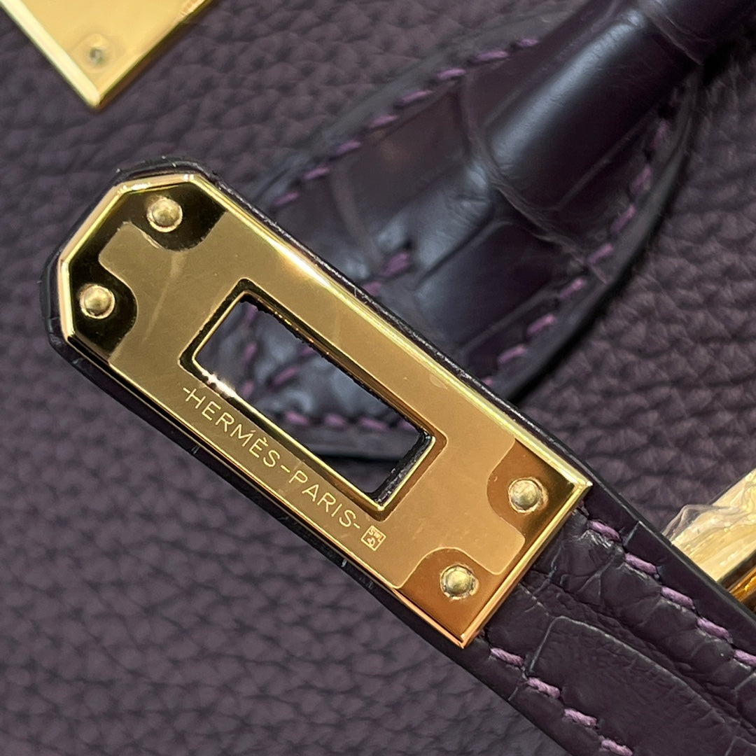 HM 25S BIRKIN 25 CM IN DARK PURPLE TOGO WITH KEY GOLD