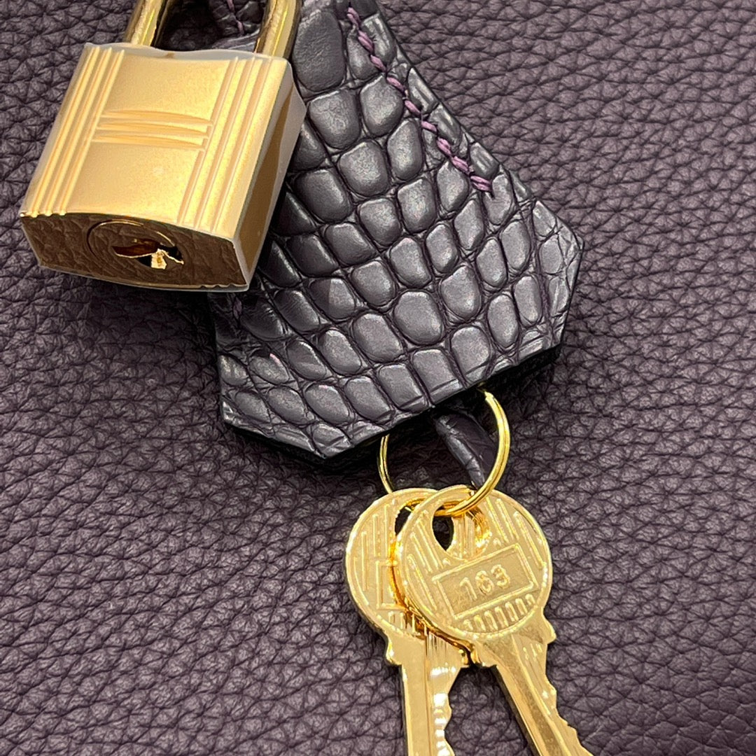 HM 25S BIRKIN 25 CM IN DARK PURPLE TOGO WITH KEY GOLD