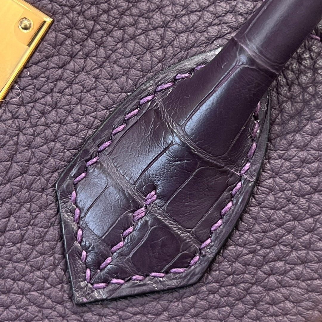 HM 25S BIRKIN 25 CM IN DARK PURPLE TOGO WITH KEY GOLD
