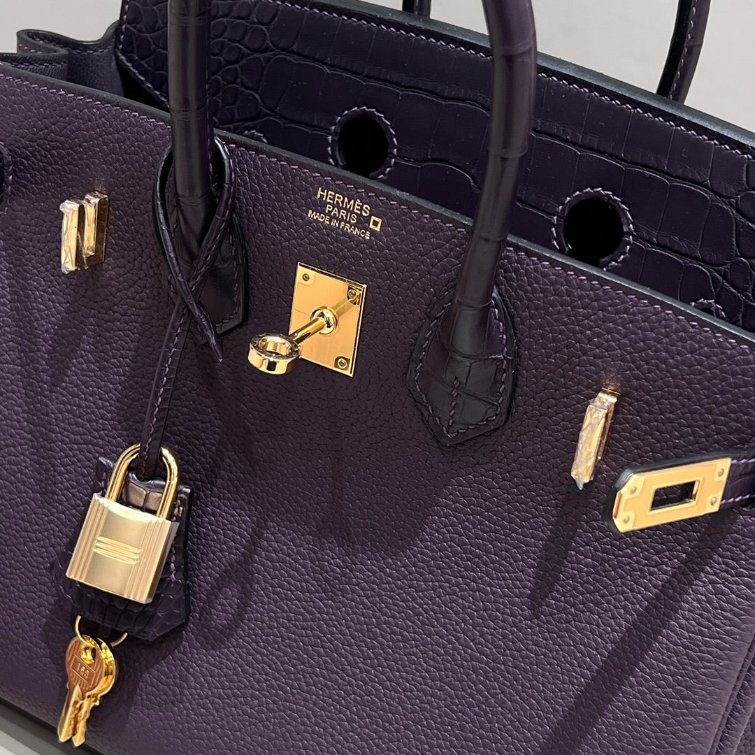 HM 25S BIRKIN 25 CM IN DARK PURPLE TOGO WITH KEY GOLD