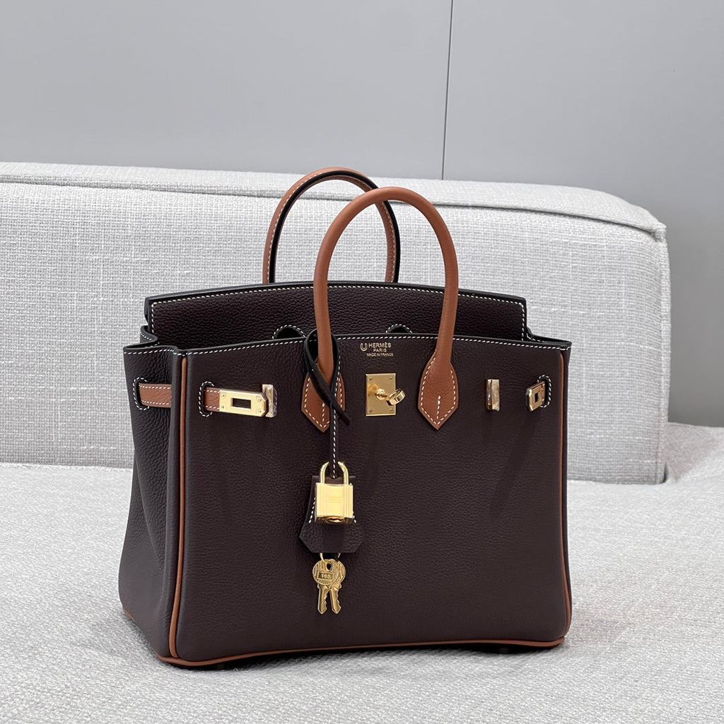 HM 25S BIRKIN 25 CM IN DARK BROWN COWHIDE WITH KEY GOLD
