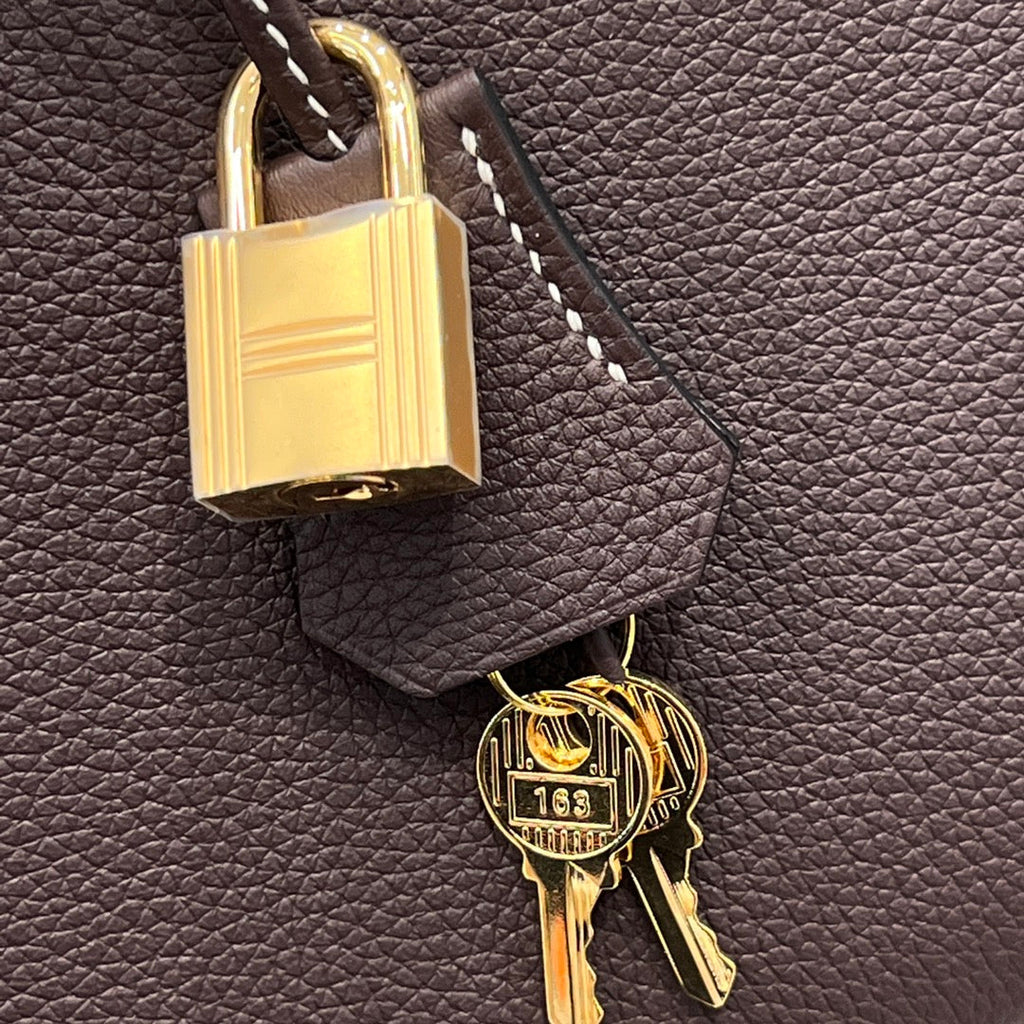 HM 25S BIRKIN 25 CM IN DARK BROWN COWHIDE WITH KEY GOLD