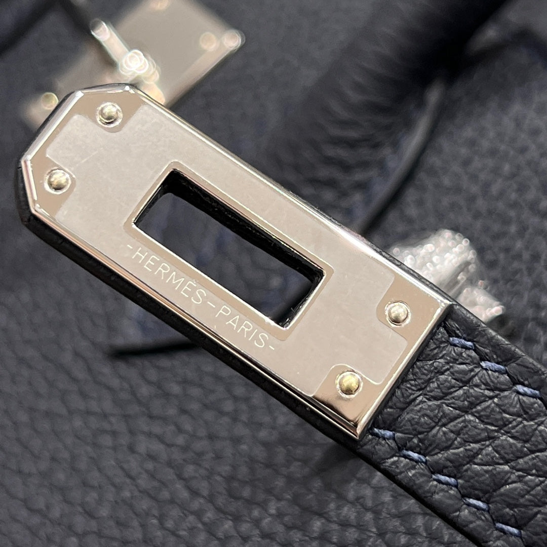 HM 25S BIRKIN 25 CM IN CHARCOAL BLUE TOGO WITH KEY SILVER