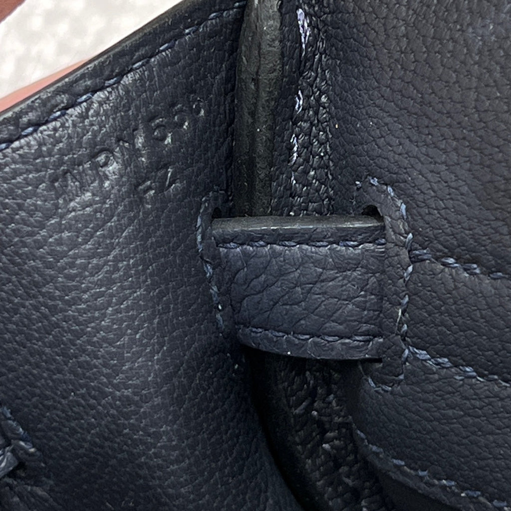 HM 25S BIRKIN 25 CM IN CHARCOAL BLUE TOGO WITH KEY SILVER
