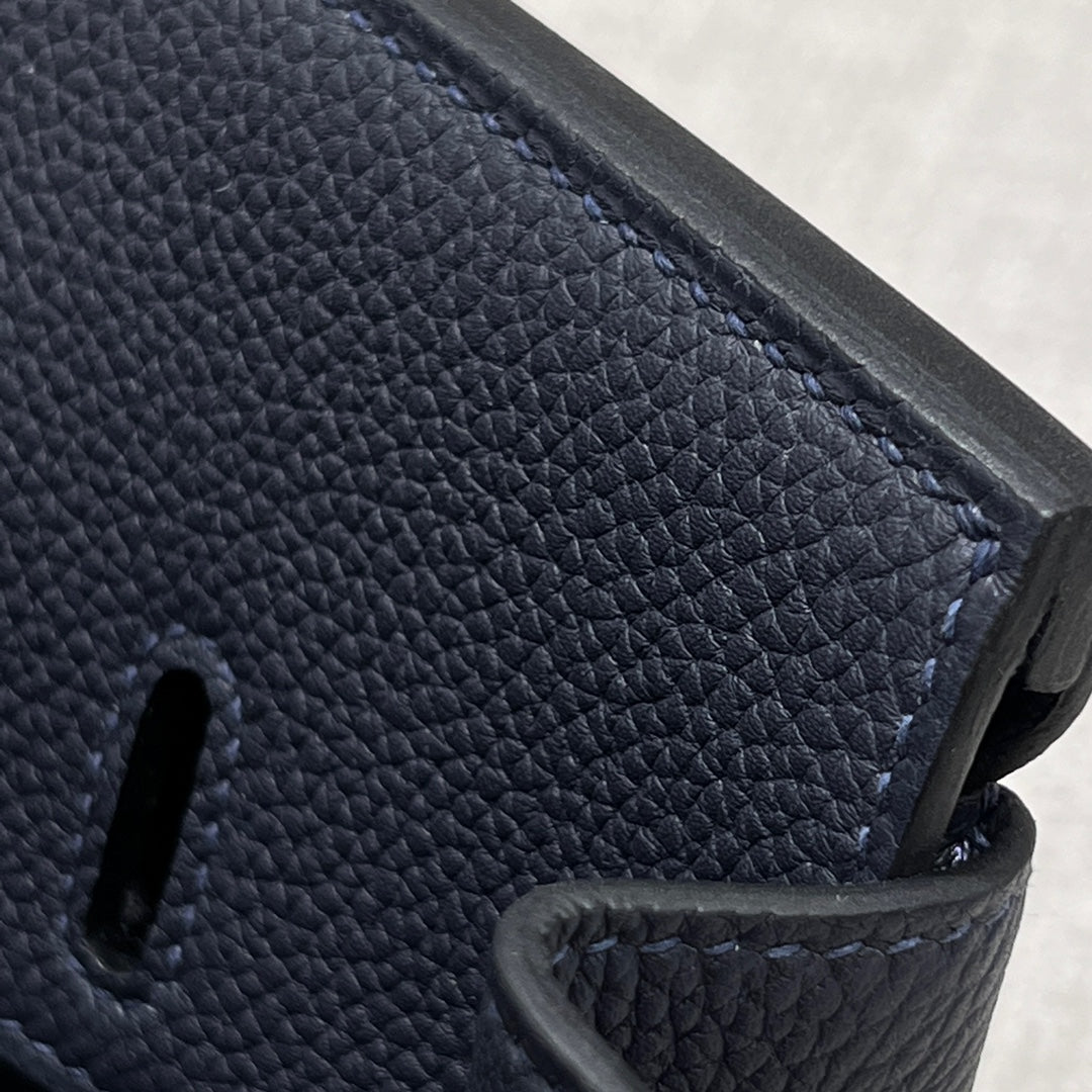 HM 25S BIRKIN 25 CM IN CHARCOAL BLUE TOGO WITH KEY SILVER