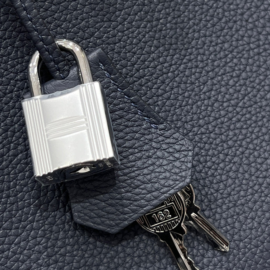 HM 25S BIRKIN 25 CM IN CHARCOAL BLUE TOGO WITH KEY SILVER