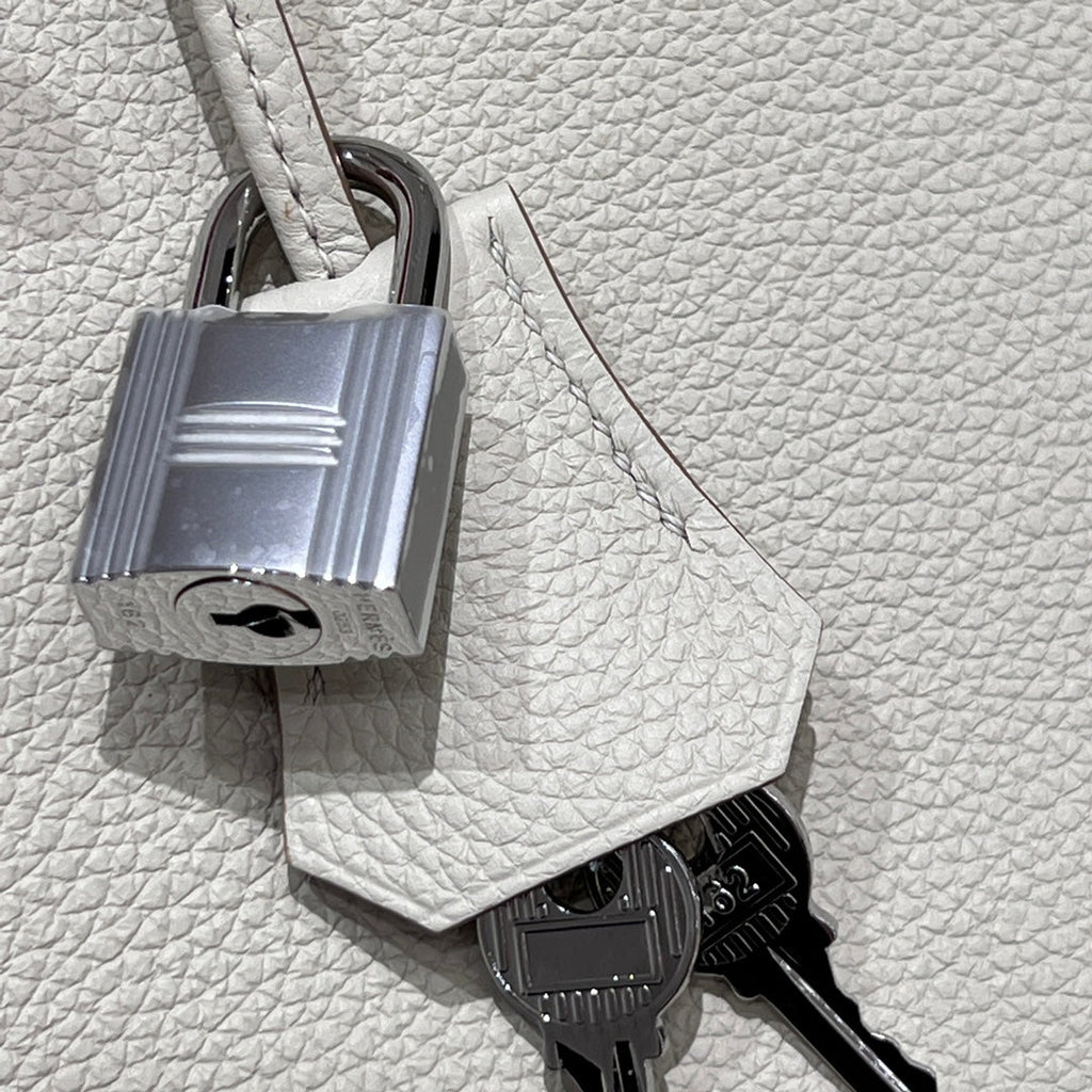 HM 25S BIRKIN 25 CM IN CREAM WHITE TOGO WITH KEY SILVER