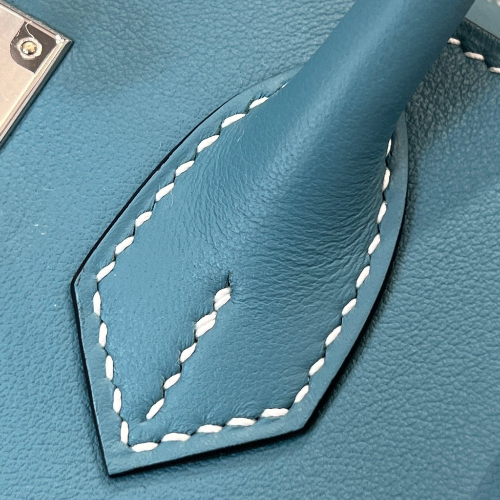 HM 25S BIRKIN 25 CM IN STEEL BLUE SWIFT WITH KEY SILVER