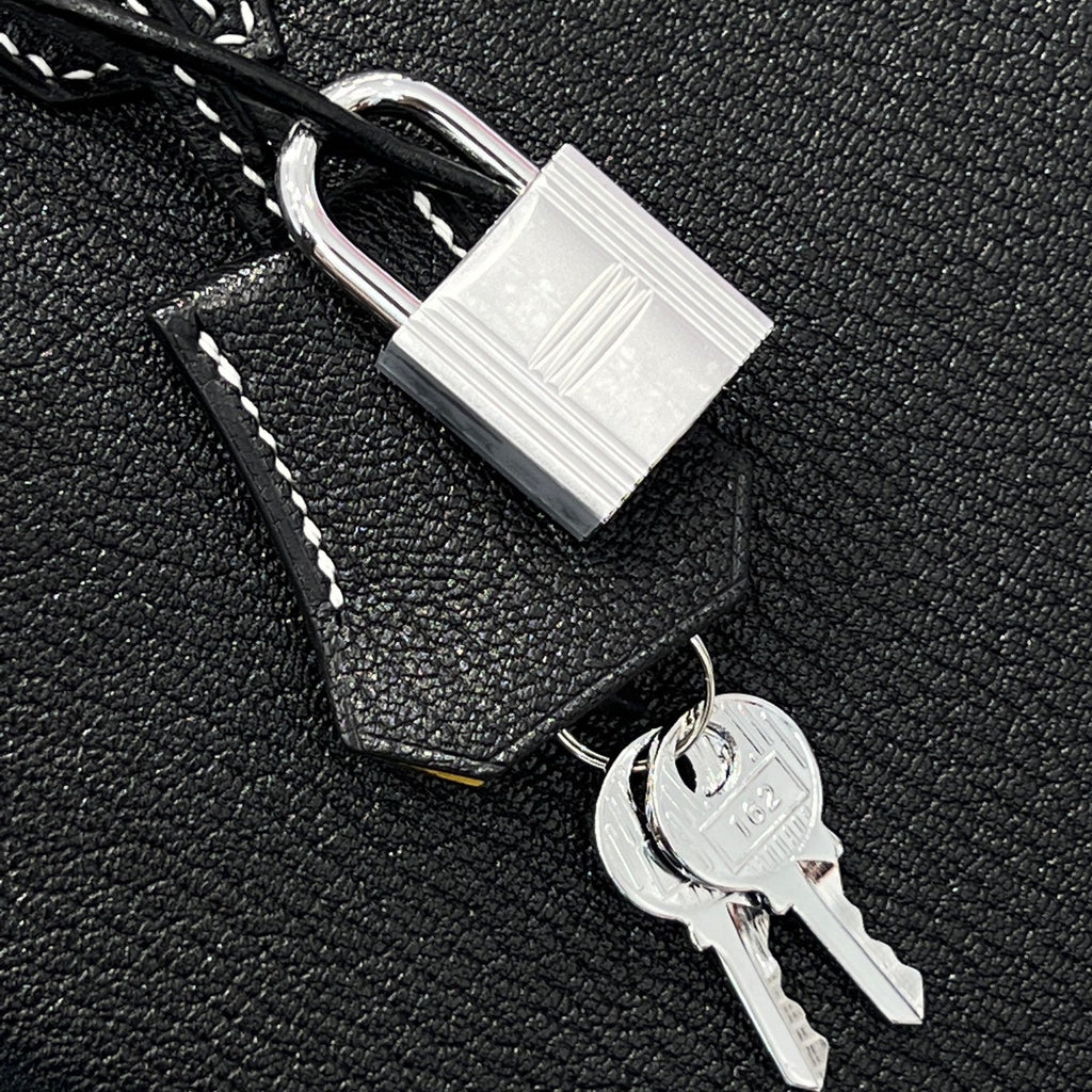 HM 25S BIRKIN 25 CM IN BLACK COWHIDE WITH KEY SILVER