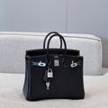 HM 25S BIRKIN 25 CM IN BLACK COWHIDE WITH KEY SILVER