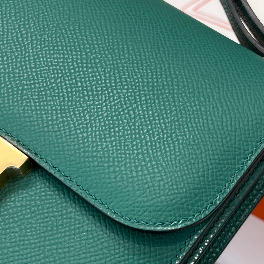 HM 25S CONSTANCE 19 CM IN DARK GREEN EPSOM WITH GOLD HARDWARE