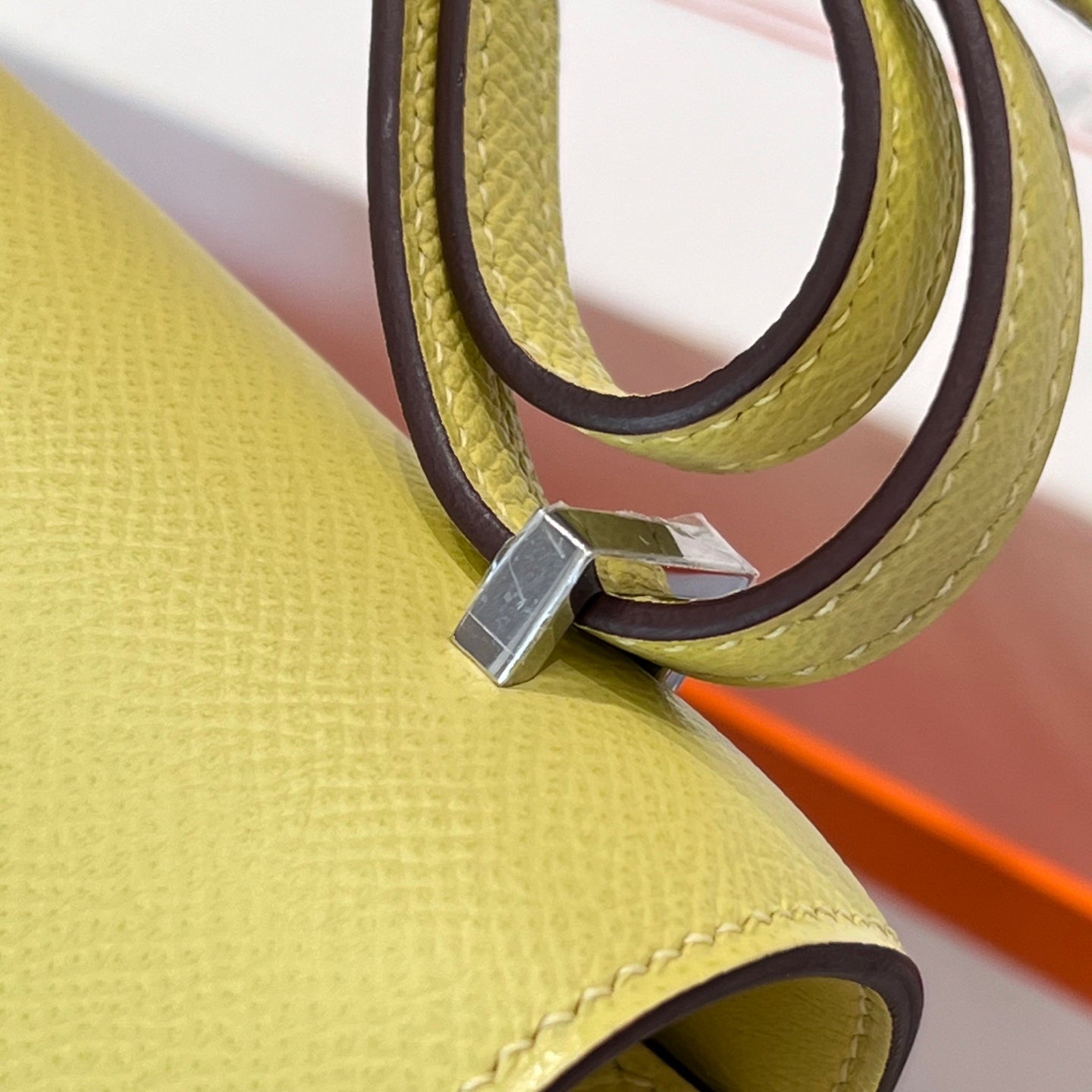 HM 25S CONSTANCE 19 CM IN YELLOW EPSOM WITH SILVER HARDWARE