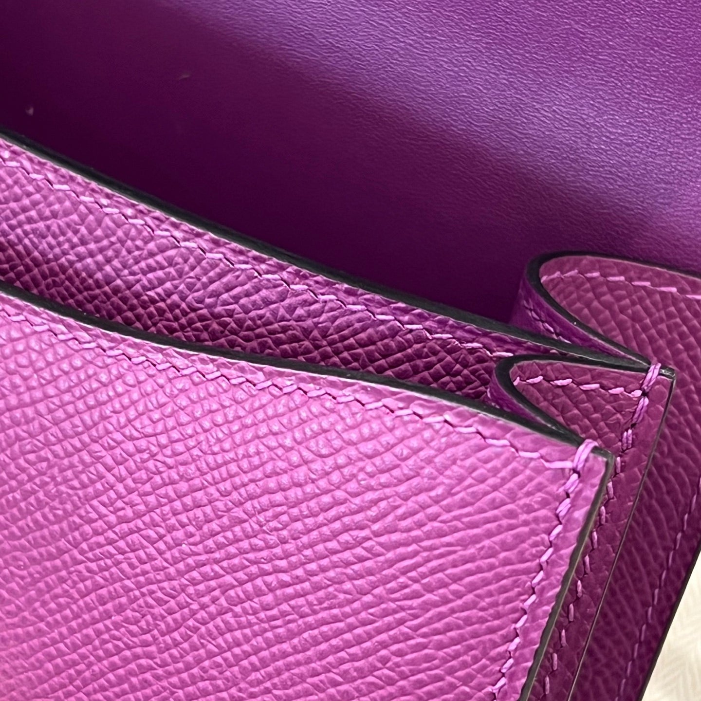 HM 25S CONSTANCE 19 CM IN PURPLE EPSOM WITH SILVER HARDWARE