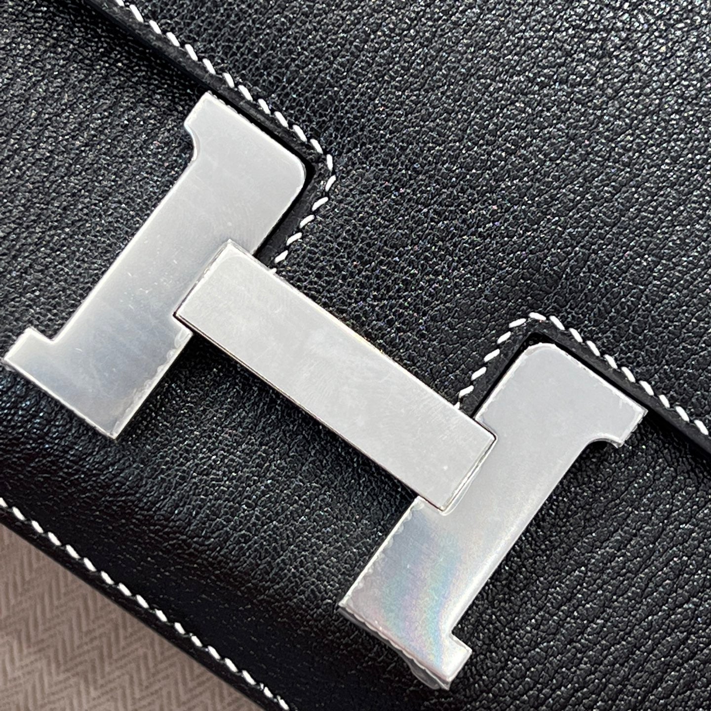 HM 25S CONSTANCE 19 CM IN BLACK EPSOM WITH SILVER HARDWARE