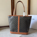 CELINE 26S TOTE BAG 31 IN DARK BROWN CALFSKIN WITH PRINTED PATTERN