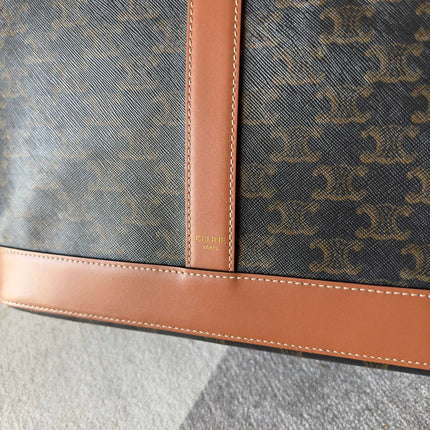 CELINE 26S TOTE BAG 31 IN DARK BROWN CALFSKIN WITH PRINTED PATTERN