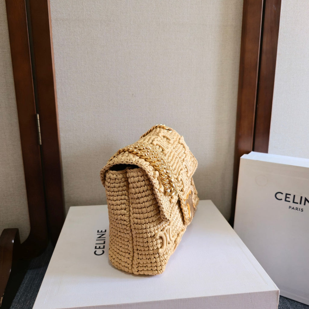 CELINE 26S VICTOIRE BAG 25 IN BEIGE RAFFIA
