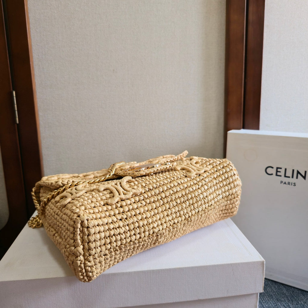 CELINE 26S VICTOIRE BAG 25 IN BEIGE RAFFIA