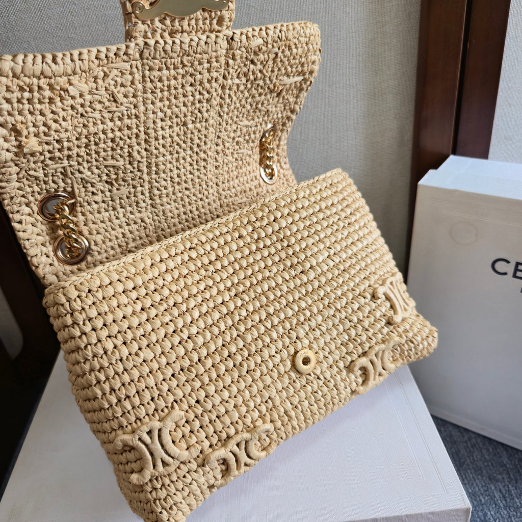 CELINE 26S VICTOIRE BAG 25 IN BEIGE RAFFIA